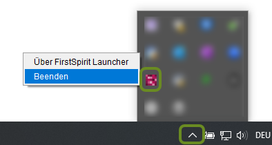 FirstSpirit Launcher über Windows-Taskbar beenden