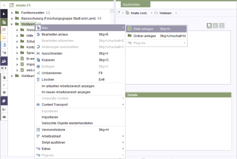 Eine neue Seite anlegen